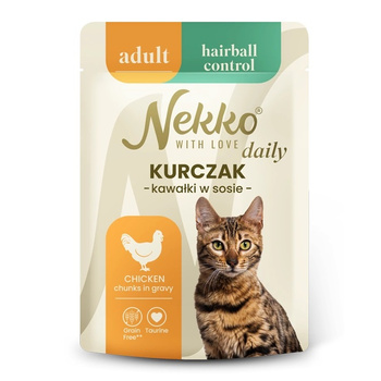 NEKKO DAILY ADULT HAIRBALL MOKRA KARMA DLA KOTA NA KULE WŁOSOWE KURCZAK W SOSIE SASZETKA 85g