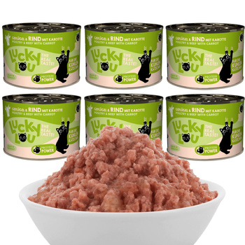 LUCKY LOU LIFESTAGE KITTEN MOKRA KARMA DLA KOCIĄT DRÓB WOŁOWINA 6x200g
