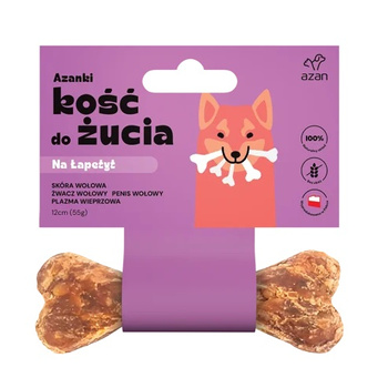 AZANKI PRZYSMAK DLA PSÓW S/M KOŚĆ DO ŻUCIA ZE ŻWACZEM I PENISEM WOŁOWYM 12cm