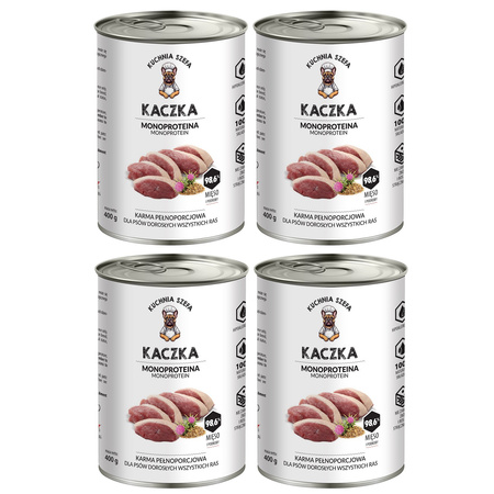 KUCHNIA SZEFA MOKRA KARMA DLA PSA MONOPROTEINOWA KACZKA 4x400g
