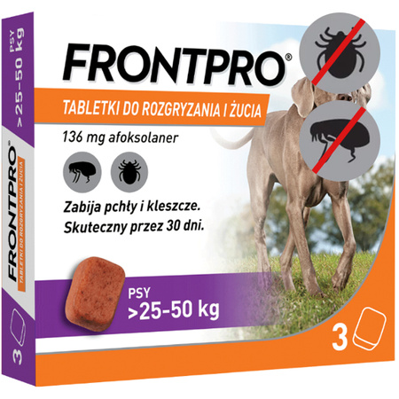 FRONTPRO TABLETKI SMAKOWE NA PCHŁY I KLESZCZE DLA PSÓW 25-50kg