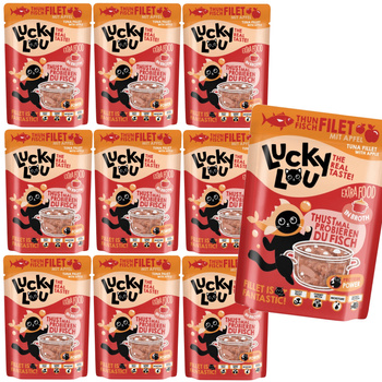 LUCKY LOU EXTRAFOOD KARMA DLA KOTA PRZYSMAK TUŃCZYK JABŁKO SOS 10x70g