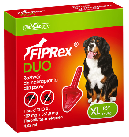 FIPREX DUO KROPLE NA KLESZCZE PCHŁY DLA PSA XL 40-60kg