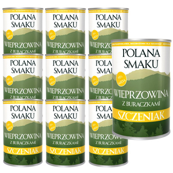 POLANA SMAKU KARMA DLA SZCZENIĄT MOKRA WIEPRZOWINA Z BURACZKAMI 10x400g