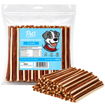 PETI PRZYSMAKI DLA PSA SANDWICHE PASKI Z WOŁOWINY 500g