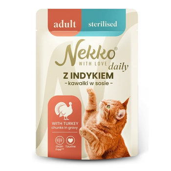 NEKKO DAILY ADULT STERILISED MOKRA KARMA DLA KOTA STERYLIZOWANEGO INDYK W SOSIE SASZETKA 85g
