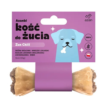 AZANKI PRZYSMAK DLA PSÓW S/M KOŚĆ DO ŻUCIA Z MNISZKIEM WALERIANĄ ASHWAGANDĄ 12cm