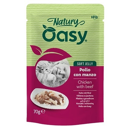 MOKRA KARMA DLA KOTA OASY NATURY SOFT JELLY KURCZAK Z WOŁOWINĄ 8x70g