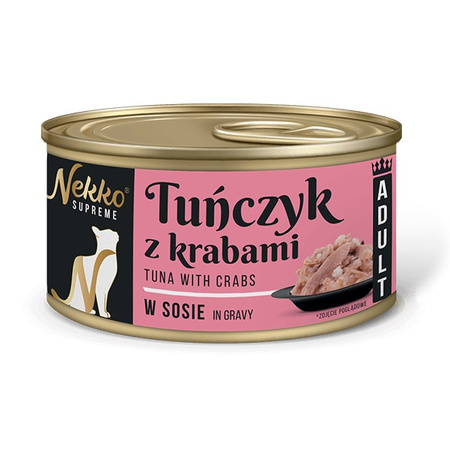 NEKKO SUPREME MOKRA KARMA DLA KOTA TUŃCZYK Z KRABAMI W SOSIE 8x80g