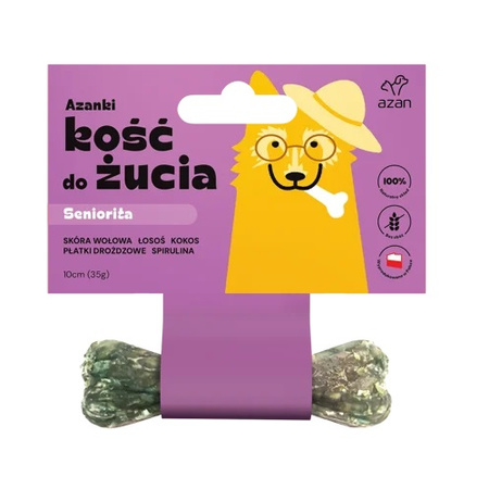  AZANKI SENIOR PRZYSMAK DLA STARSZYCH PSÓW KOŚĆ DO ŻUCIA ŁOSOŚ KOKOS SPIRULINA 10cm