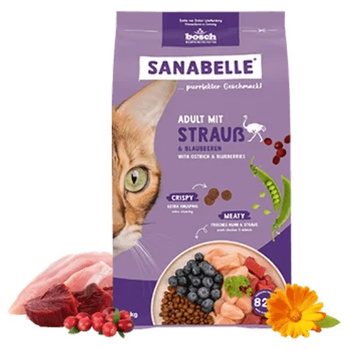 SANABELLE ADULT OSTRICH KOMPLETNA SUCHA KARMA DLA KOTA STRUŚ 400g