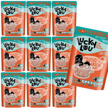 LUCKY LOU EXTRAFOOD KARMA DLA KOTA PRZYSMAK TUŃCZYK ŁOSOŚ SOS 10x70g