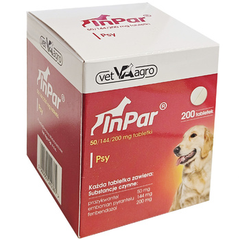 INPAR TABLETKI ODROBACZAJĄCE DLA PSÓW 200szt