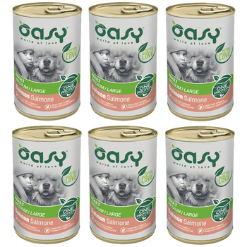 OASY ADULT MEDIUM LARGE MOKRA KARMA DLA PSÓW ŚREDNIE DUŻE RASY ŁOSOŚ 6x400g