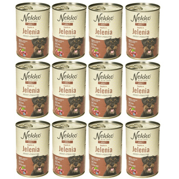 NEKKO MOKRA KARMA DLA PSA ADULT JELEŃ JAGODA POKRZYWA 12x400g