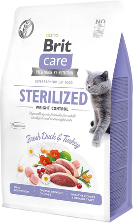 BRIT CARE CAT GRAIN-FREE STERILIZED WEIGHT CONTROL KACZKA/INDYK 400g