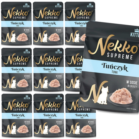 NEKKO SUPREME KITTEN MOKRA KARMA DLA KOCIĄT TUŃCZYK W SOSIE 10x70g