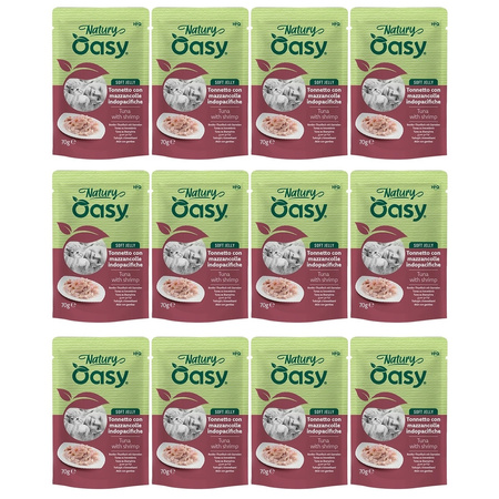  MOKRA KARMA DLA KOTA OASY NATURY SOFT JELLY TUŃCZYK Z KREWETKAMI 12x70g