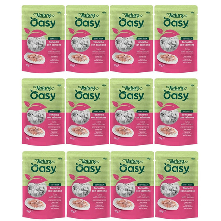  MOKRA KARMA DLA KOTA OASY NATURY SOFT JELLY TUŃCZYK Z ŁOSOSIEM 12x70g