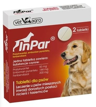 INPAR TABLETKI ODROBACZAJĄCE DLA PSÓW 2szt