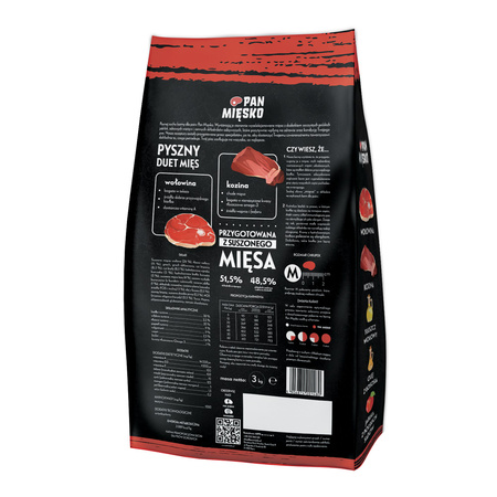PAN MIĘSKO WOŁOWINA KOZINA KARMA DLA PSA M 3kg
