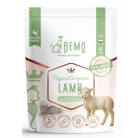  BEMO CAT HYPOALLERGENIC KARMA SUCHA DLA KOTA Z JAGNIĘCINĄ 500g