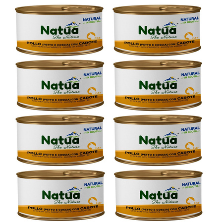 NATUA NATURAL MOKRA KARMA DLA KOTA KURCZAK PIERŚ I UDKA Z MARCHEWKĄ W BULIONIE PUSZKA 8x85g