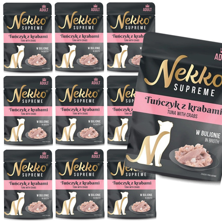 NEKKO SUPREME MOKRA KARMA DLA KOTA TUŃCZYK Z KRABAMI W BULIONIE 10x70g