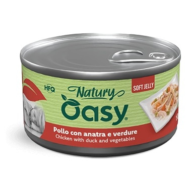 MOKRA KARMA DLA PSA OASY NATURY SOFT JELLY KURCZAK WARZYWA KACZKA 12x150g