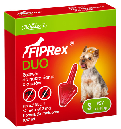 FIPREX DUO KROPLE NA KLESZCZE PCHŁY DLA PSA S 2-10kg