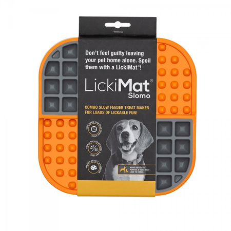 MATA TACKA DO LIZANIA DLA PSA KOTA ANTYSTRESOWA SPOWALNIAJĄCA JEDZENIE LICKIMAT SLOMO POMARAŃCZOWA 20x20cm
