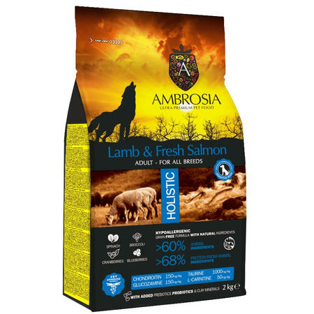 AMBROSIA FRESH LAMB SALMON KARMA DLA PSA DOROSŁEGO JAGNIĘCINA ŁOSOŚ 2kg