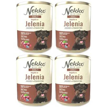 NEKKO MOKRA KARMA DLA PSA ADULT JELEŃ JAGODY POKRZYWA 4x800g