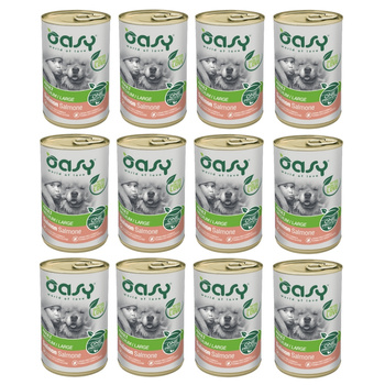 OASY ADULT MEDIUM LARGE MOKRA KARMA DLA PSÓW ŚREDNIE DUŻE RASY ŁOSOŚ 12x400g