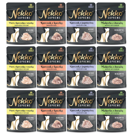 NEKKO SUPREME MOKRA KARMA W SASZETCE DLA KOTA MIX SMAKÓW 12x70g