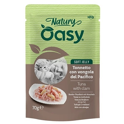 MOKRA KARMA DLA KOTA OASY NATURY SOFT JELLY TUŃCZYK Z MAŁŻAMI 12x70g