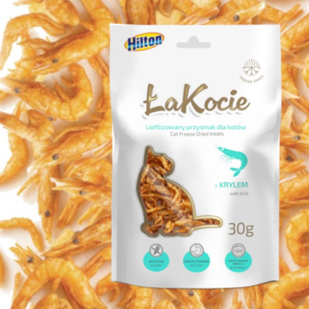 PRZYSMAK DLA KOTA ŁAKOCIE MONOBIAŁKOWY OMEGA-3 LIOFILIZOWANY KRYL HILTON 30g