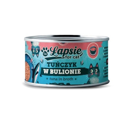 ŁAPSIE FOR CAT MOKRA KARMA DLA KOTA FILET Z TUŃCZYKA W BULIONIE PUSZKA 12x80g