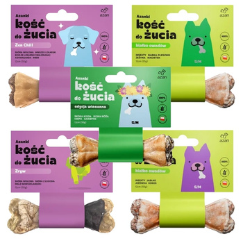 AZANKI PRZYSMAKI DLA PSÓW S/M KOŚCI DO ŻUCIA 12cm MIX SMAKÓW 5 sztuk