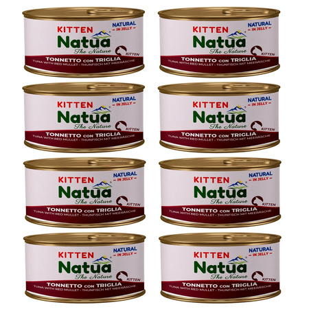  NATUA NATURAL KITTEN MOKRA KARMA DLA KOCIĄT TUŃCZYK Z BARWENĄ W GALARETCE PUSZKA 8x85g