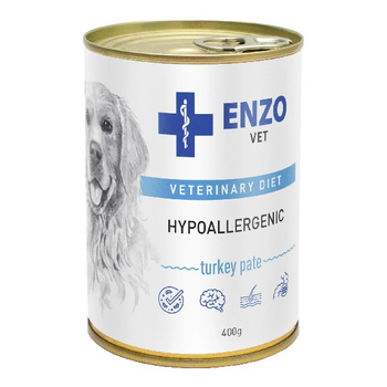 ENZO VET HYPOALLERGENIC PASZTET Z INDYKA KARMA DLA PSÓW Z WRAŻLIWYM UKŁADEM POKARMOWYM 400g