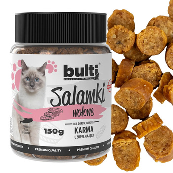 BULTI SALAMKI Z WOŁOWINY PRZYSMAKI DLA KOTA MIĘSNE 150g