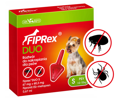 FIPREX DUO KROPLE NA KLESZCZE PCHŁY DLA PSA S 2-10kg