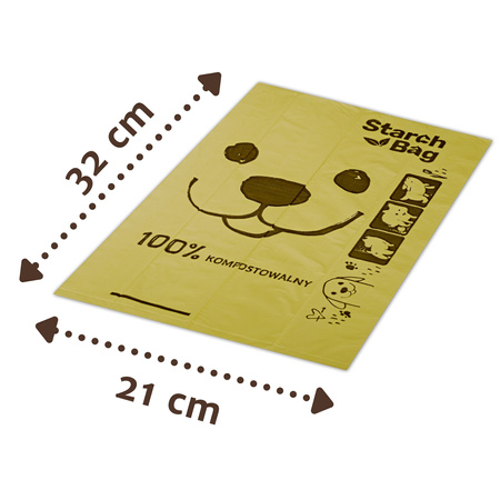 StarchBag WORKI NA ODCHODY PSA PSIE KUPY BIODEGRADOWALNE ZIELONE 21x32cm 120szt 8x15szt