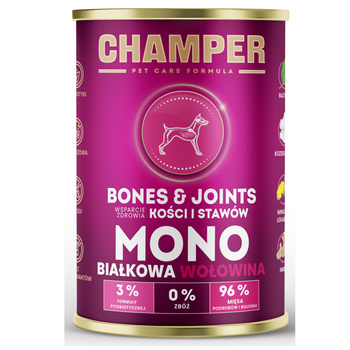 CHAMPER DLA PSA MONOBIAŁKOWA MOKRA KARMA DLA PSÓW BONES & JOINTS WOŁOWINA 400g