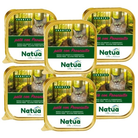 NATUA COUNTRY HAM MOKRA KARMA DLA KOTÓW PASZTET Z SZYNKĄ TACKA KOTA 6x100g