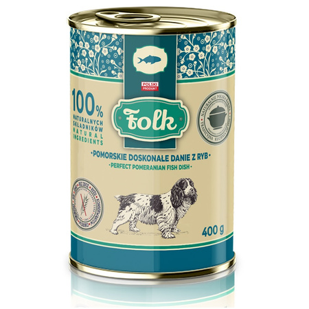  KARMA MOKRA DLA PSA PEŁNOPORCJOWA FOLK POMORSKIE DOSKONAŁE DANIE Z RYB PUSZKA 6x400g
