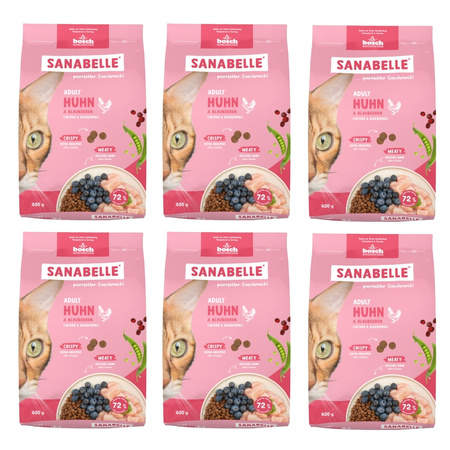  SANABELLE ADULT HUHN KOMPLETNA SUCHA KARMA DLA KOTA KURCZAK 6x400g