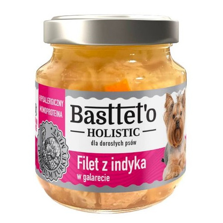  BASTTETO HOLISTIC MONOPROTEINOWA KARMA DLA PSA FILET Z INDYKA W GALARECIE 130g