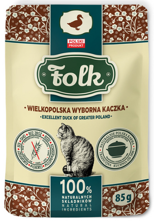 KARMA MOKRA DLA KOTA FOLK PEŁNOPORCJOWA WIELKOPOLSKA KACZKA SASZETKA 85g